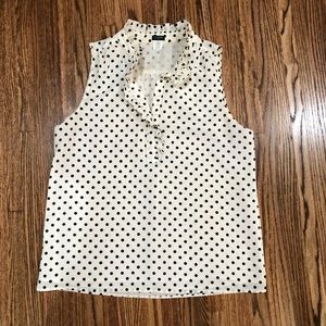 J Crew Factory Polka Dot Ruffle Neck Blouse